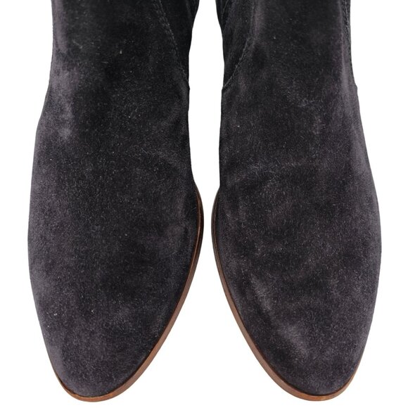 Tod's Italy Tex Black Suede Ankle Booties Women 6.5 Chunky Heel Dress Shoes 37.5 - Picture 4 of 12